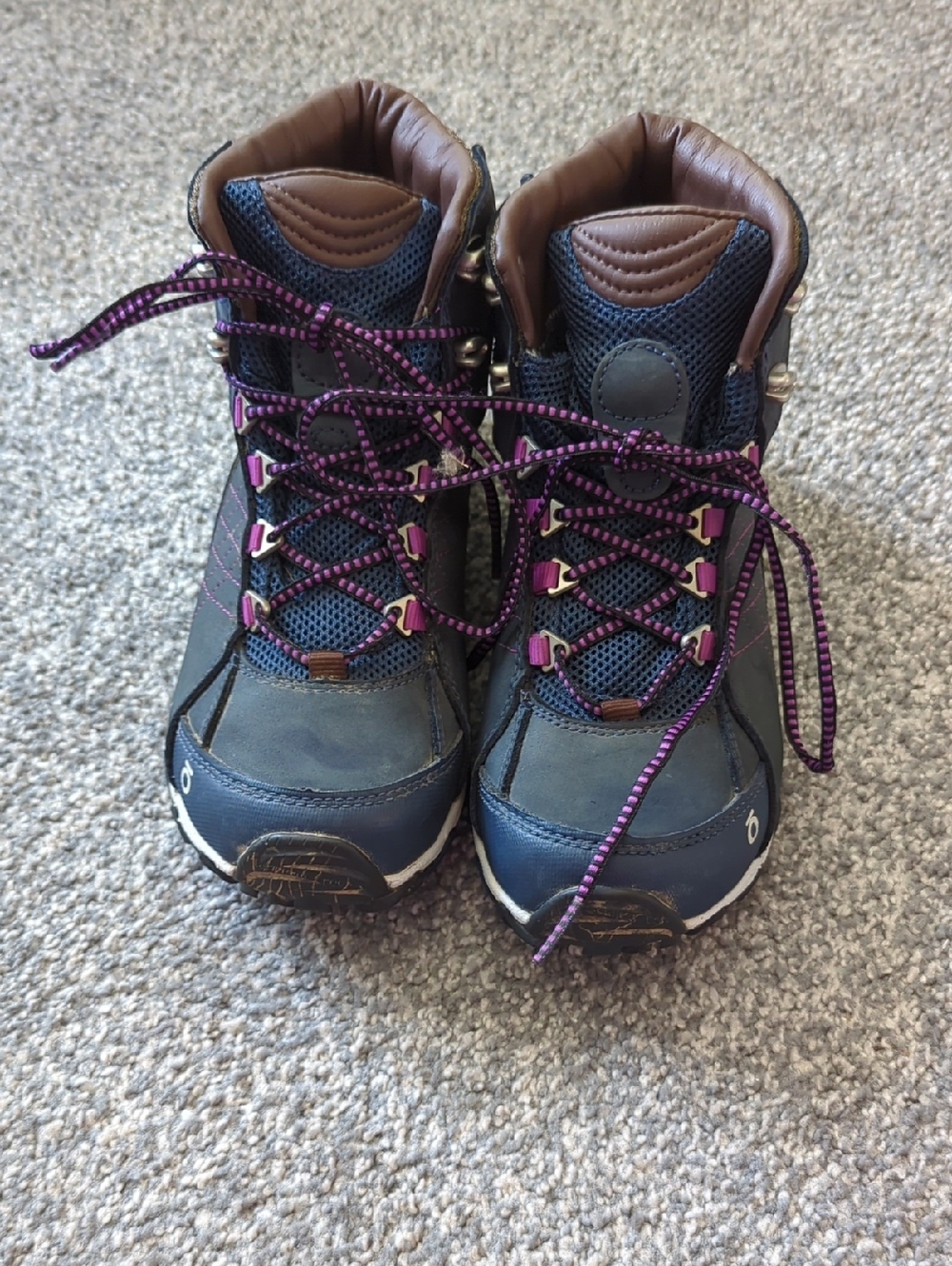 Navy Winter Hiking Boots with Purple Laces